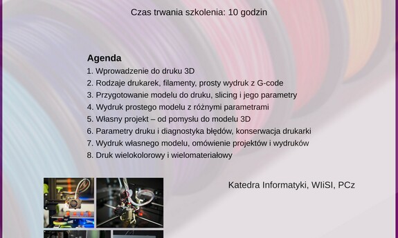 Zapisy na warsztaty "Podstawy druku 3D w technologii FDM - od projektu do wydruku"